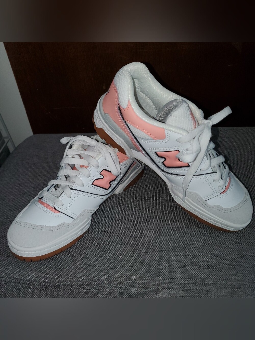 New Balance 550 White And Coral Gum Bottom
